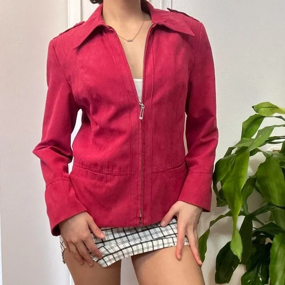 Lauren Conrad Vintage  Faux Suede Jacket Pink Size Medium - Picture 5 of 8